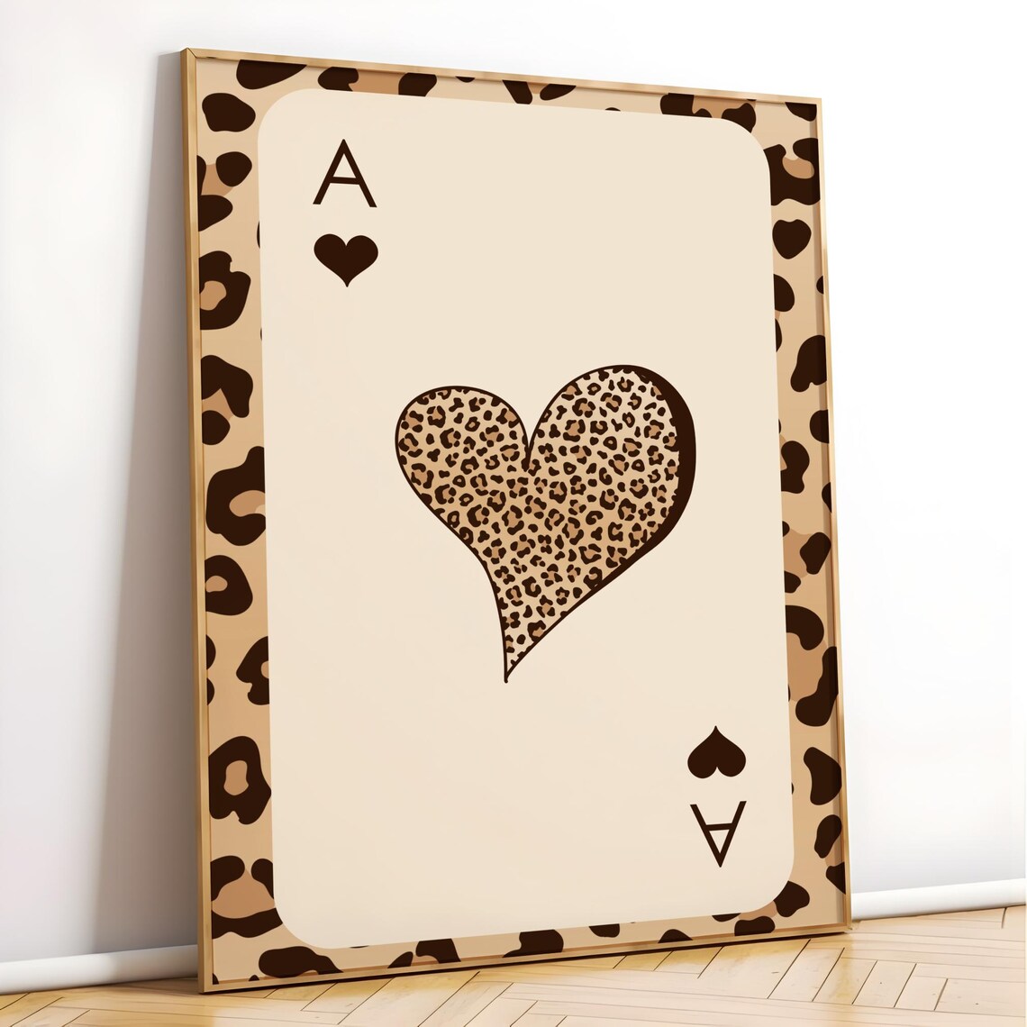 Leopard Ace of Hearts Playing Card Coquette Girly Room Poster - Image 3