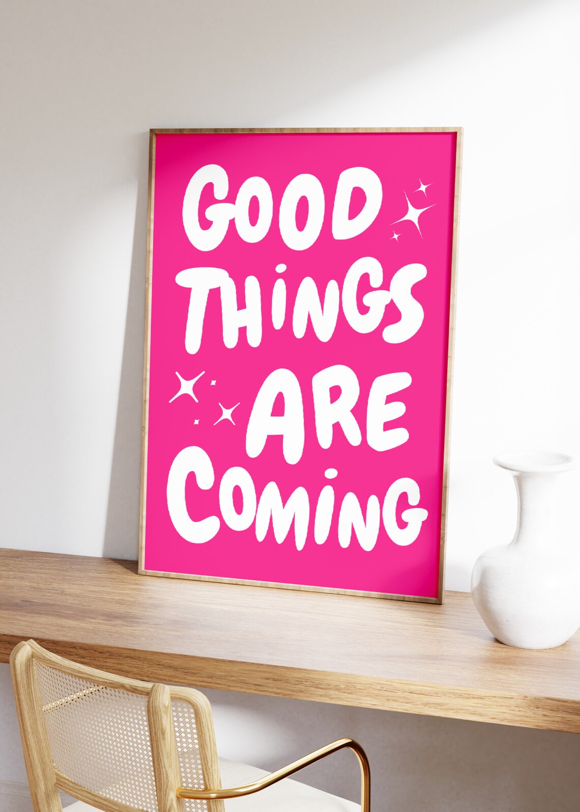 Good Things Are Coming White On Hot Pink Manifestation Poster - Image 2