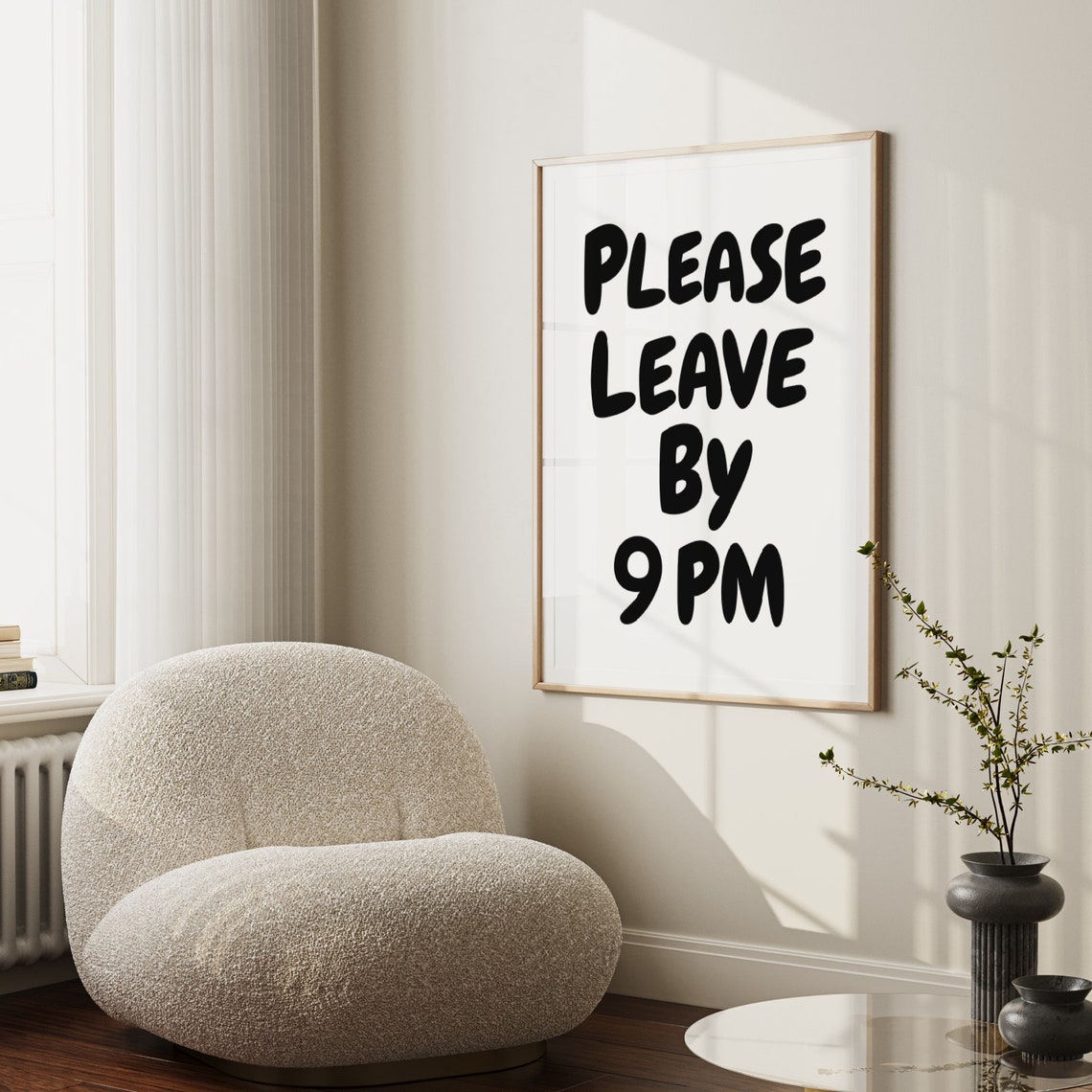 Please Leave By 9pm Print Funny Goodbye Print Aesthetic Home Decor Cute Modern Wall Art Trendy Quote Art Print Leave By 9 - Image 2