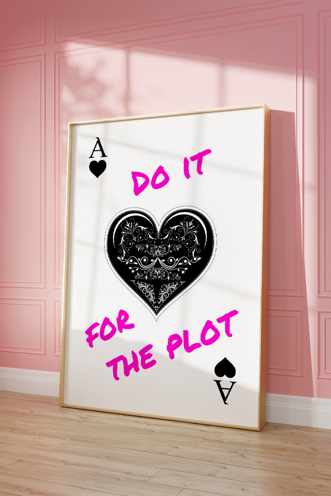 Do It For The Plot Retro Print Ace Card Poster Pink Trendy Wall Art Manifestation Print Affirmation Poster Aesthetic Print - Image 2