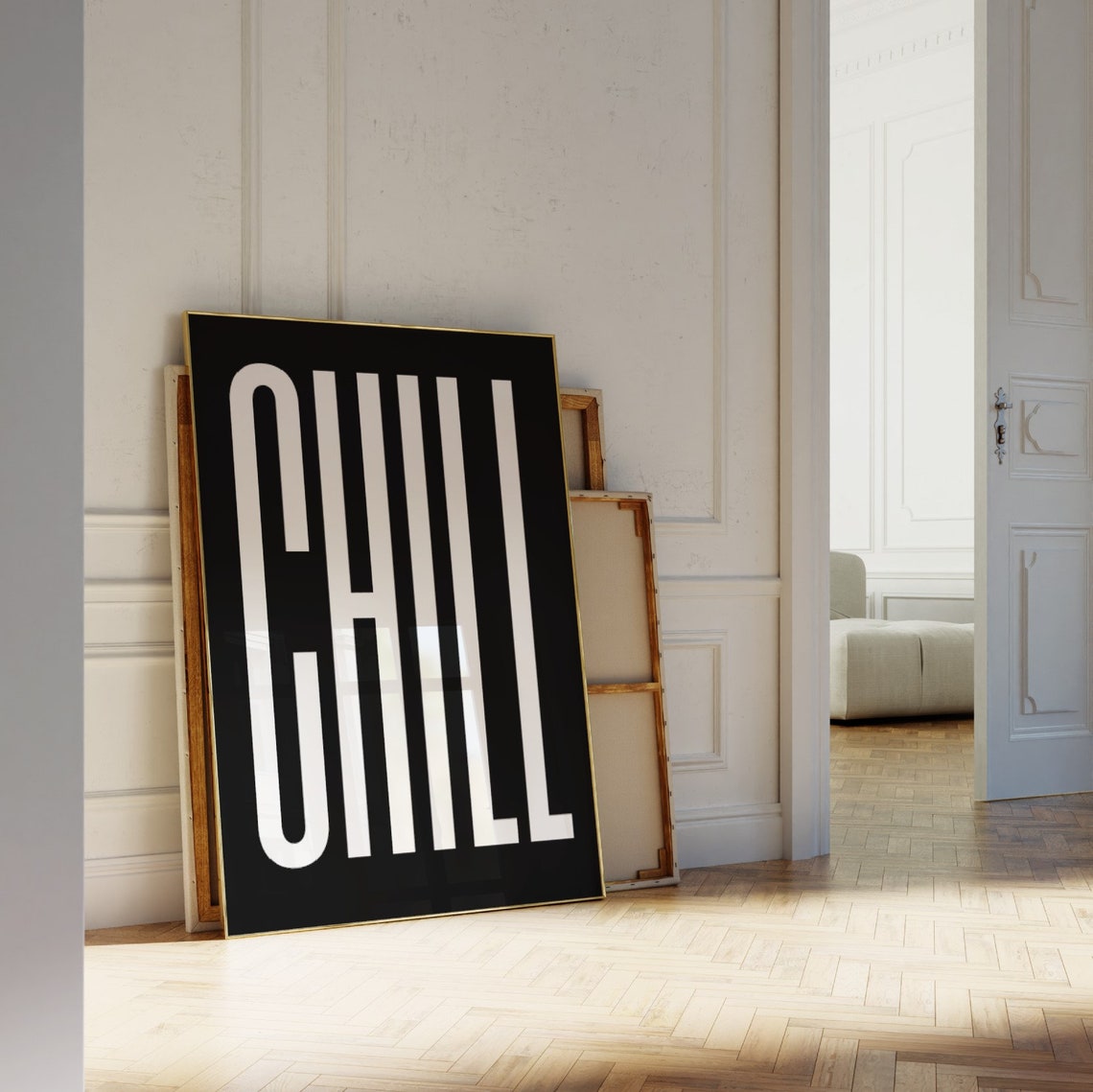 Chill White On Black Modern Minimalist Typography Quote Poster - Image 2