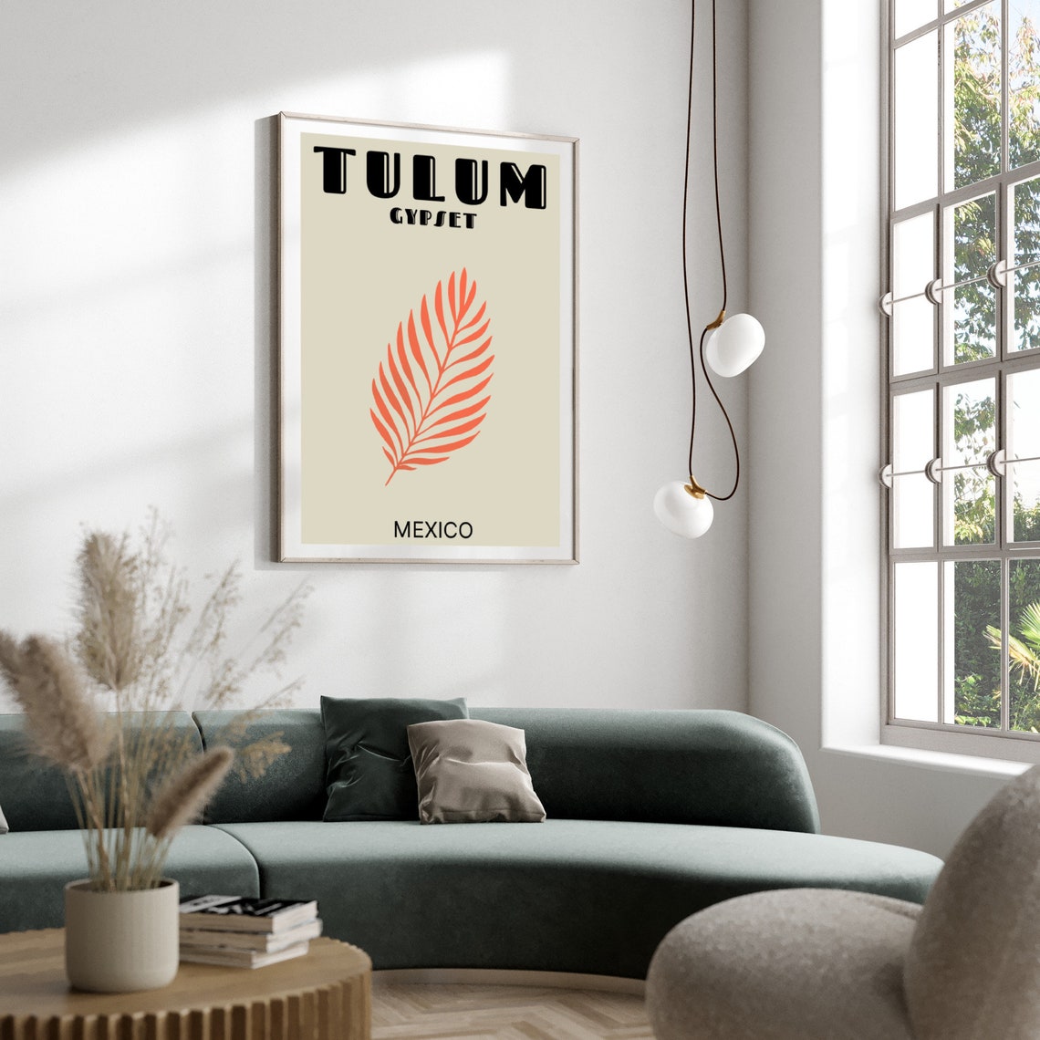 Tulum Gypset Mexico Orange Palm Leaf Boho Travel Poster Wall Decor - Image 3