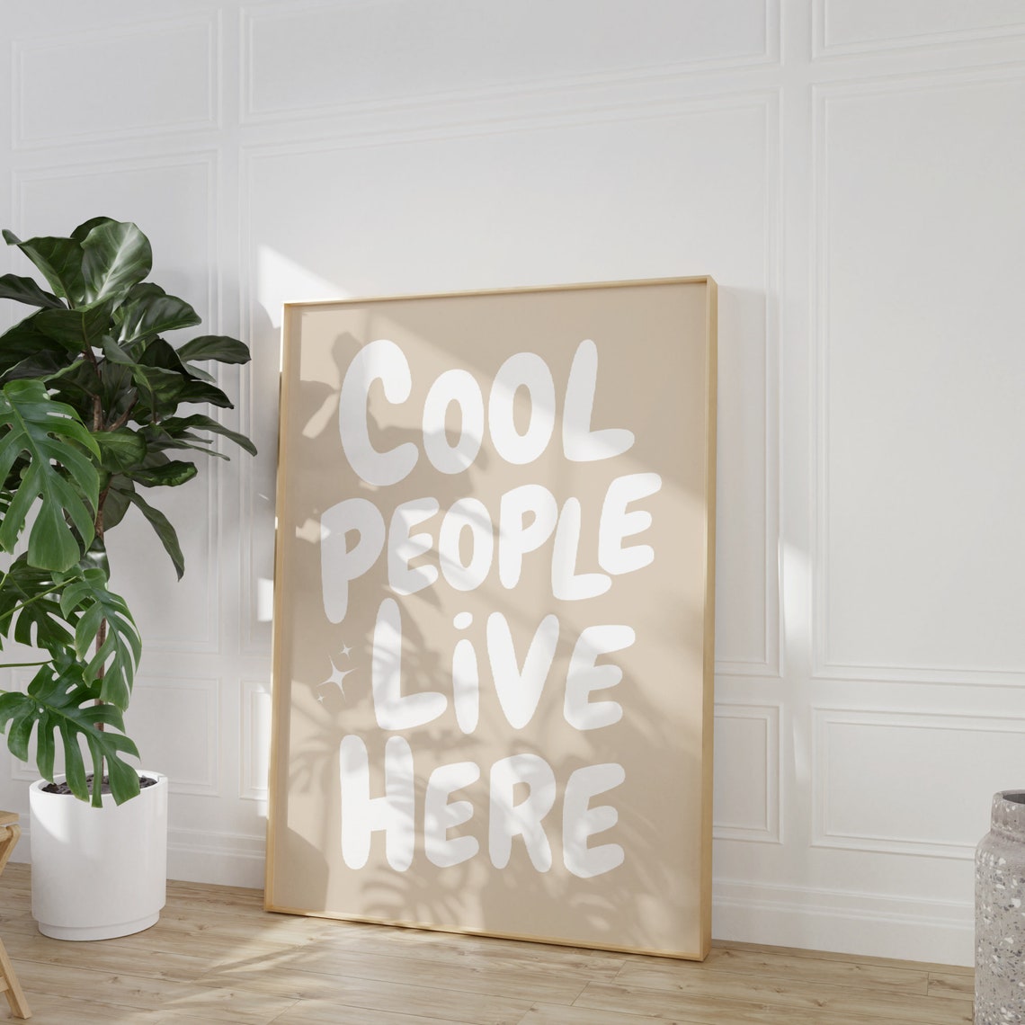 Cool People Live Here Beige Modern Home Entryway Typography Poster - Image 2