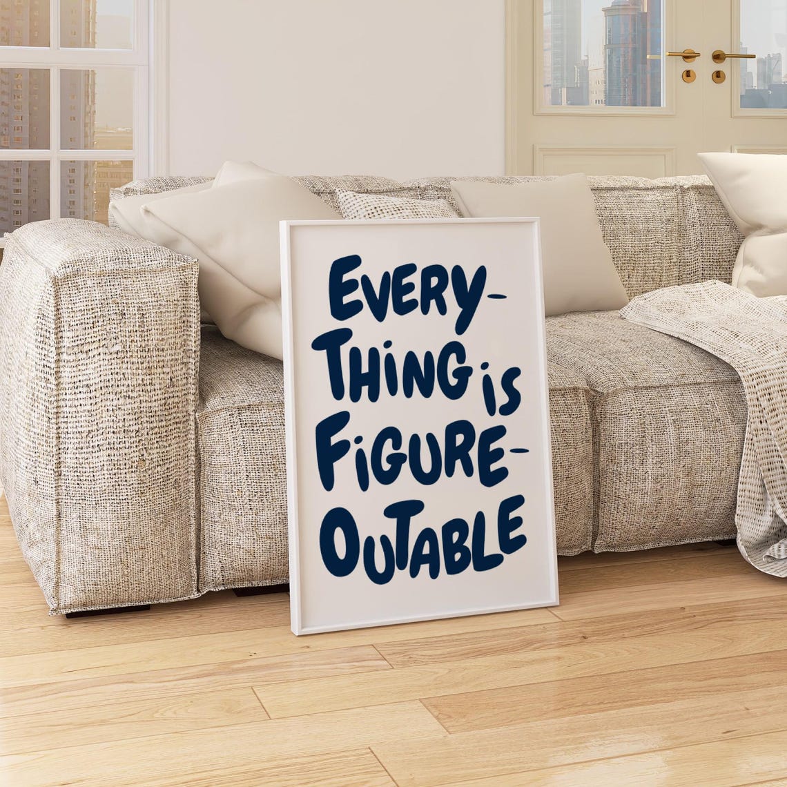 Everything Is Figureoutable Wall Art Uplifting Quote Print Inspirational Wall Art Navy Blue Office Print Motivational Affirmation Poster - Image 4