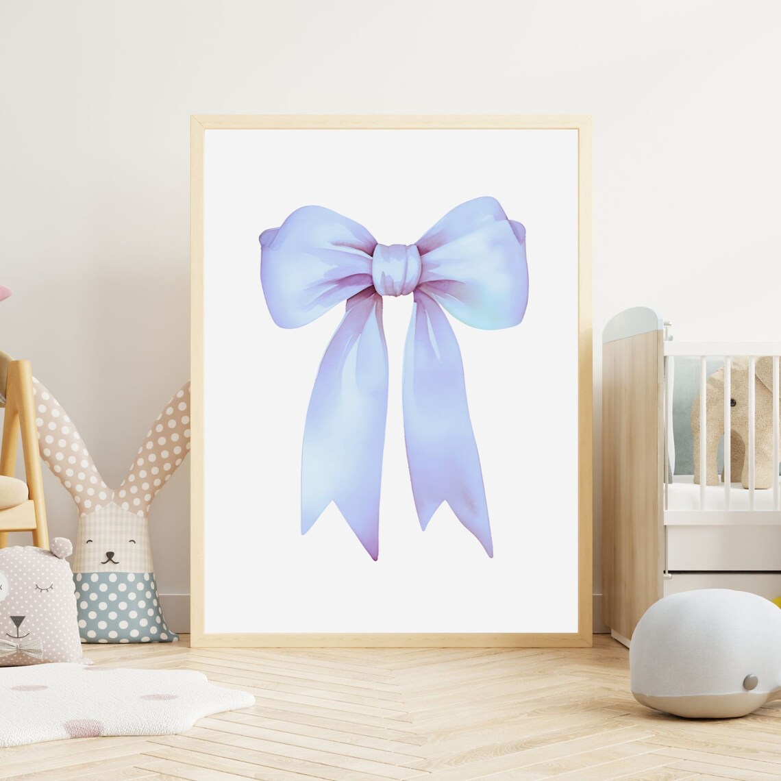 Lavender Blue Watercolor Bow Pastel Dreamy Preppy Teen Poster - Image 3