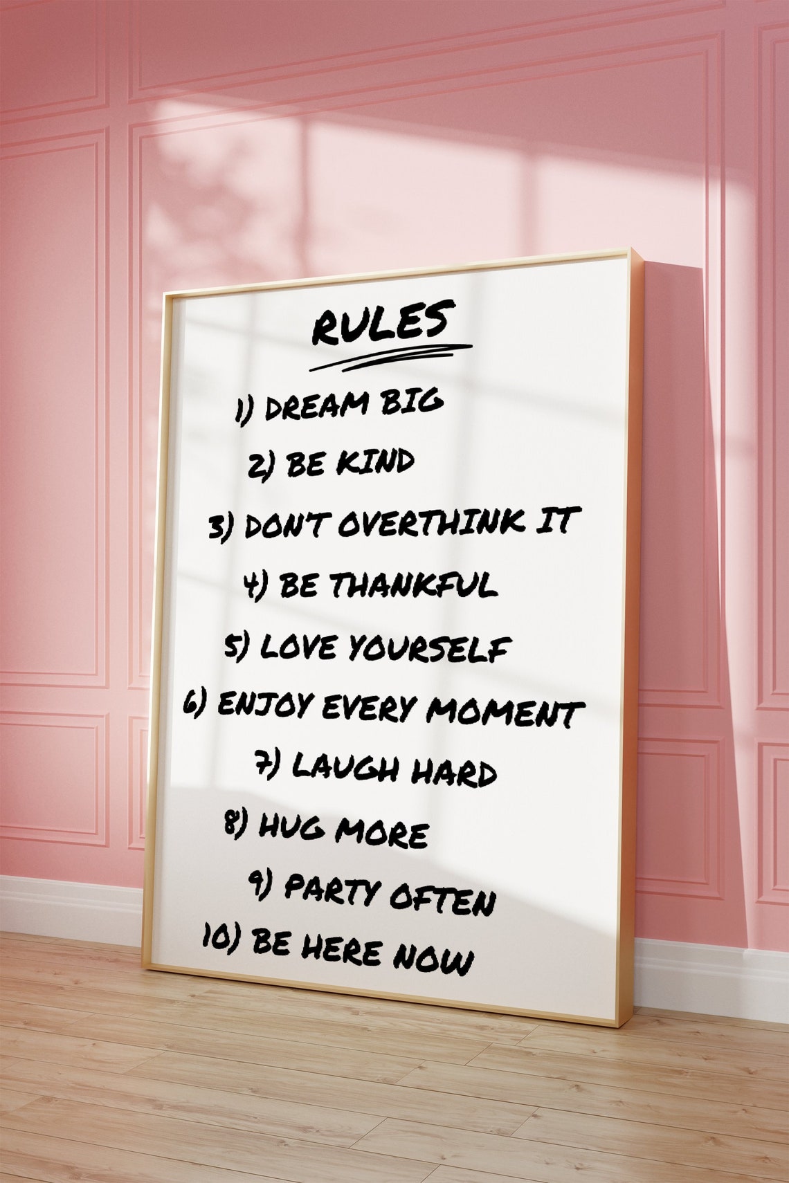 House Rules List Black White Inspirational Quote Typography Poster - Image 2