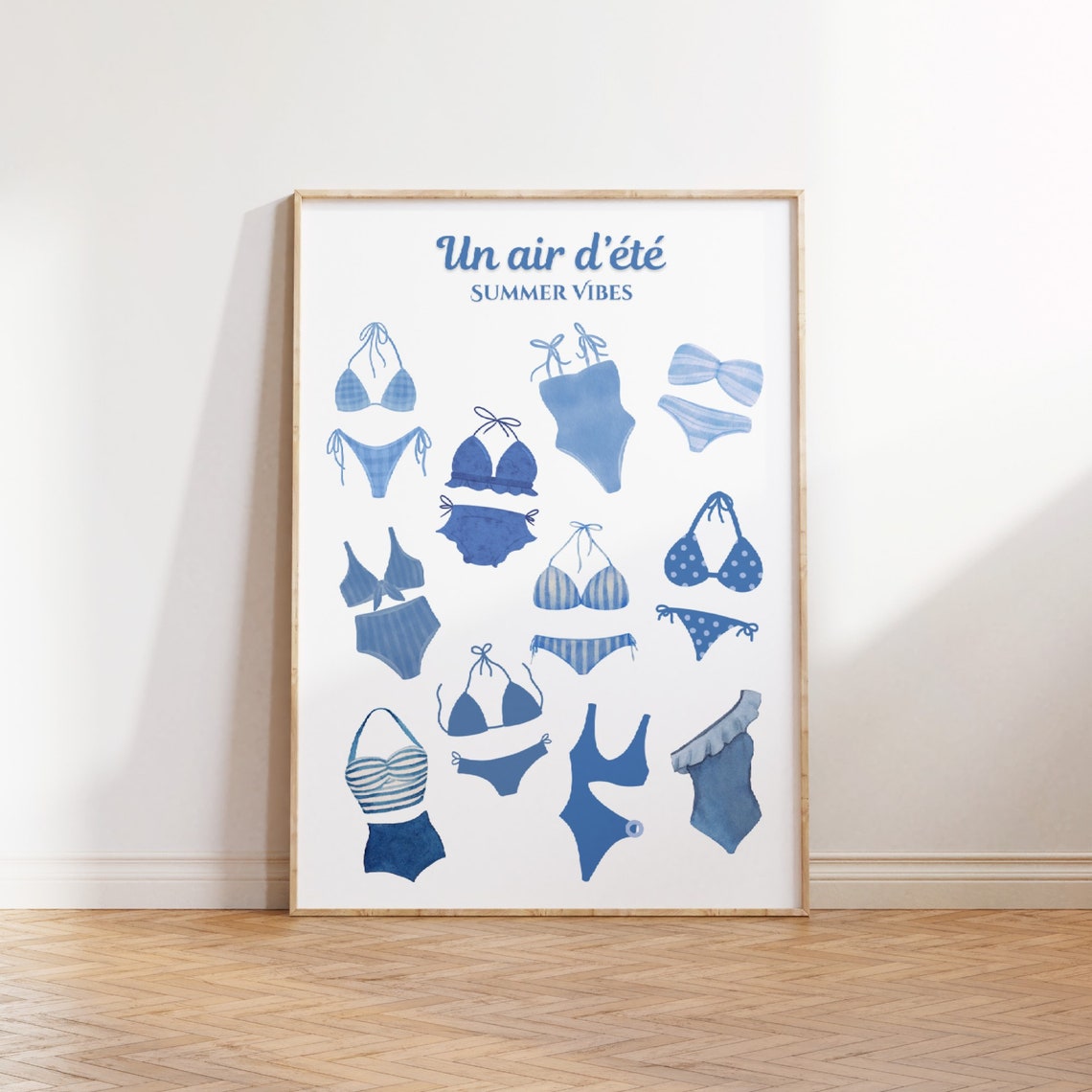 Un Air d'Ete Blue Bikini Watercolor Collage Summer Vibes Poster - Image 4