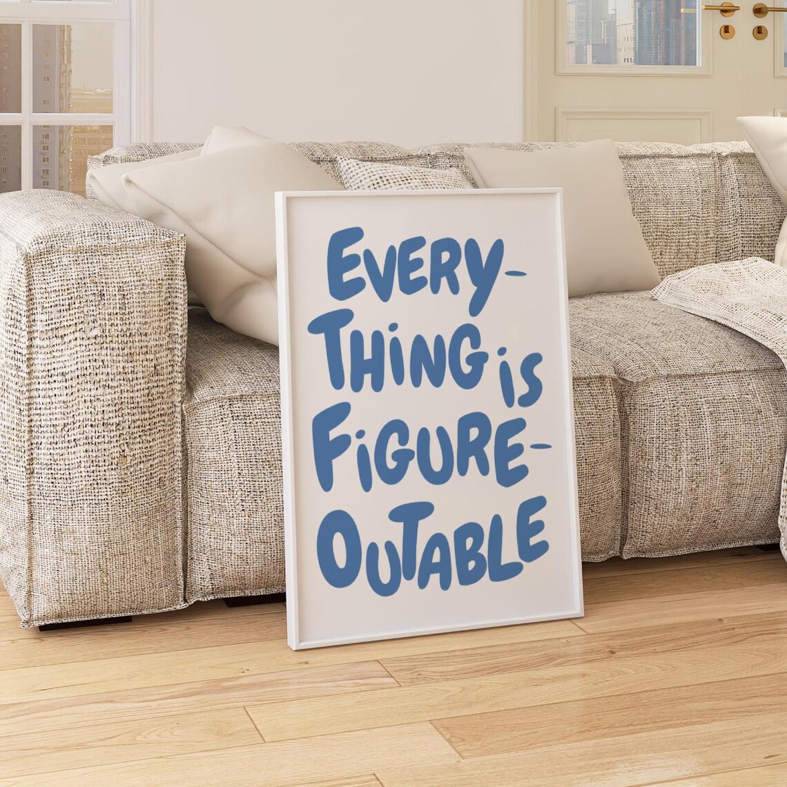 Everything Is Figureoutable Quote Art Print, Blue Office - Image 4