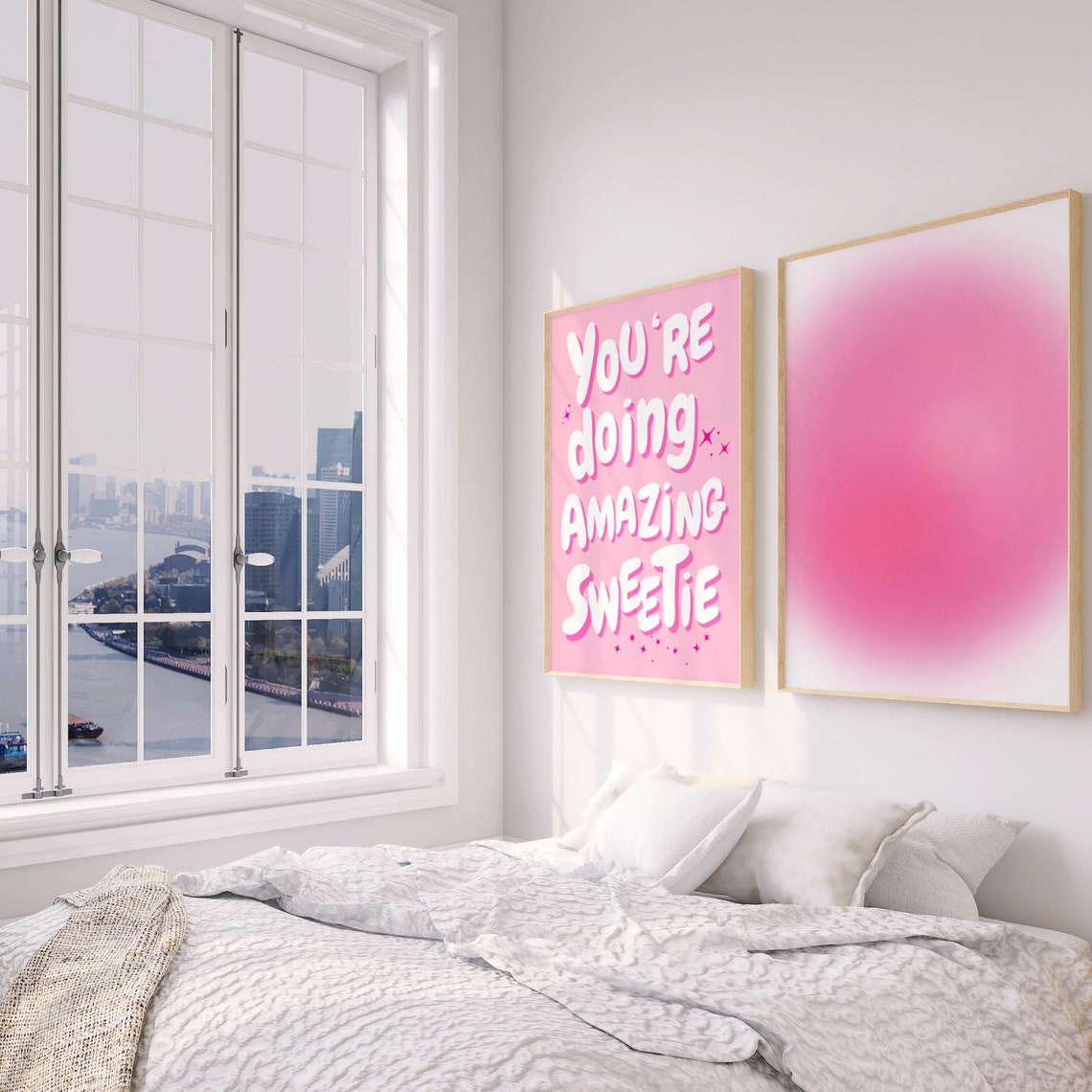 Youre Doing Amazing Sweetie Print Affirmation Wall Art Teen Girl Room Decor Retro Poster Trendy Art Pink Preppy Dorm Decor - Image 2