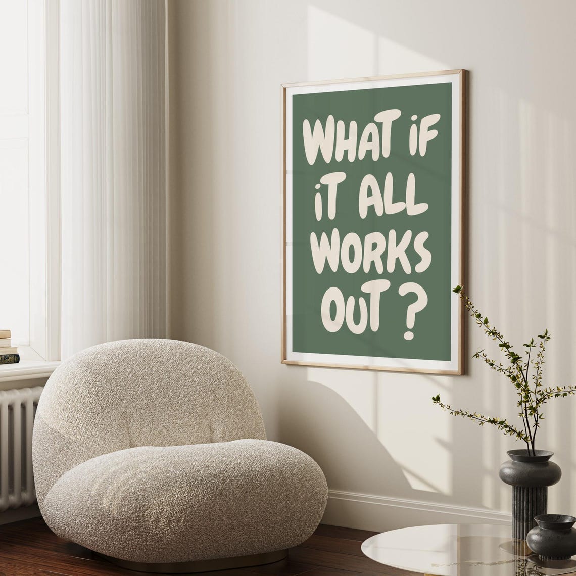 What If It All Works Out Dark Green Uplifting Quote Typography Poster - Image 2