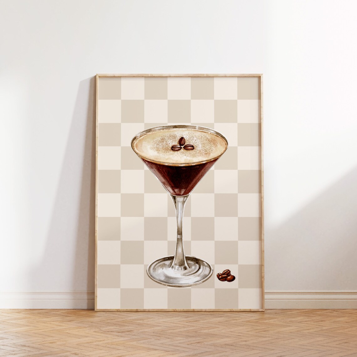 Espresso Martini Retro Checkered Cocktail Art Print