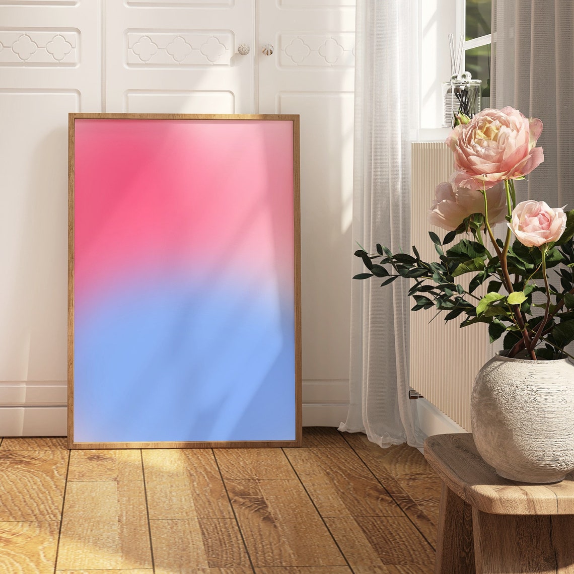 Pink Blue Aura Gradient Ombre Aesthetic Minimalist Trendy Poster - Image 4