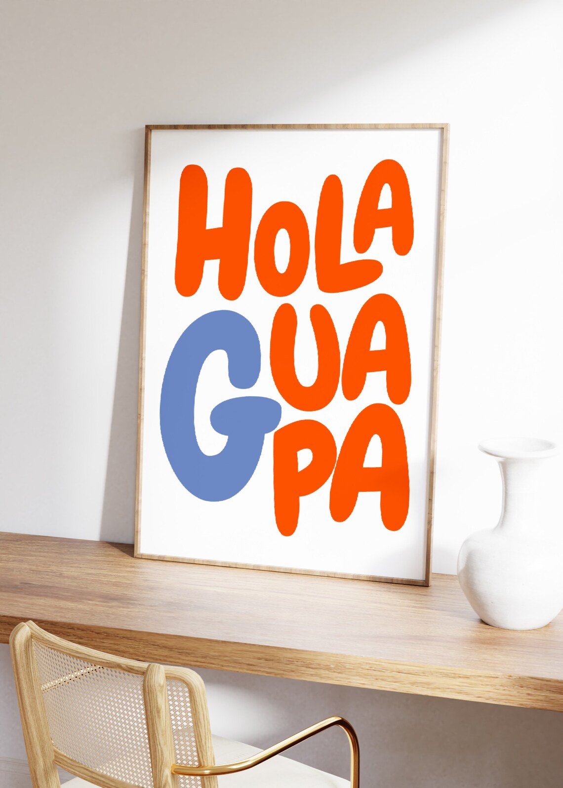 Hola Guapa Spanish Quote Poster, Retro Typography - Image 5