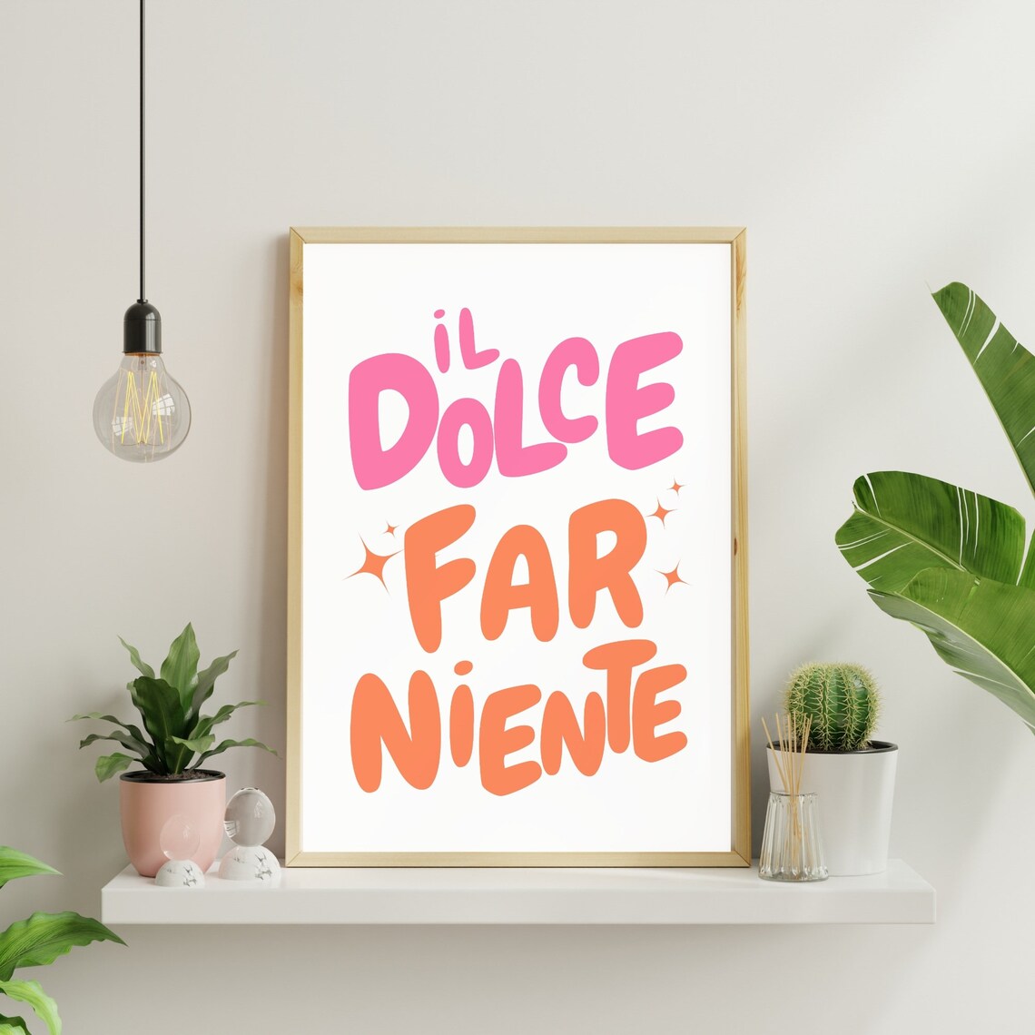 Il Dolce Far Niente Pink Orange Italian Dreamy Travel Quote Poster - Image 3