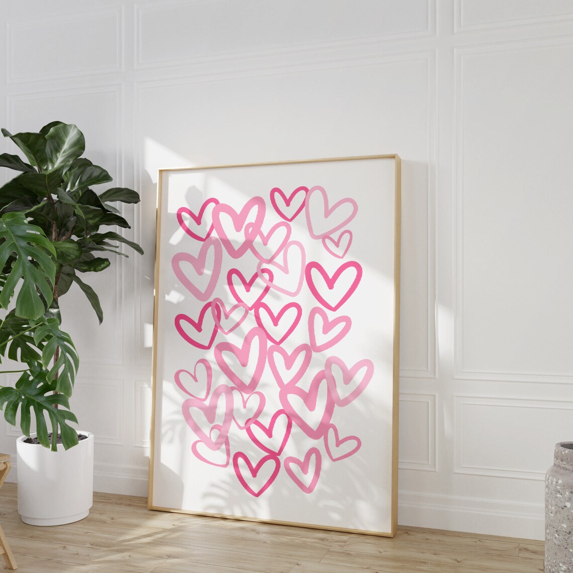 Pink Hearts Print, Preppy Graffiti Wall Art - Image 3