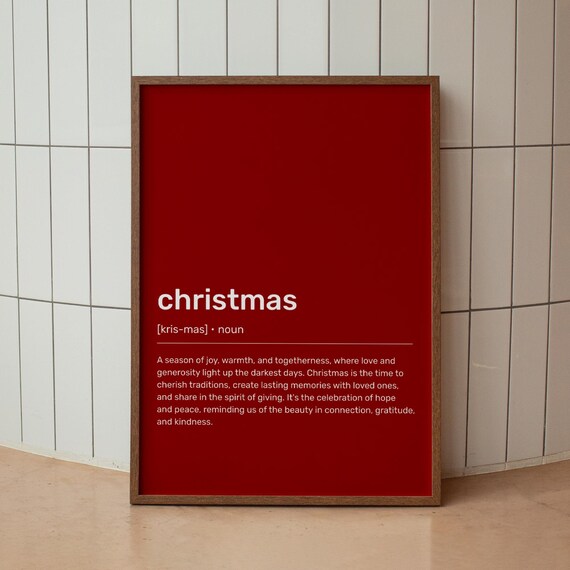 Christmas Definition Red Dictionary Art Holiday Wall Decor Poster