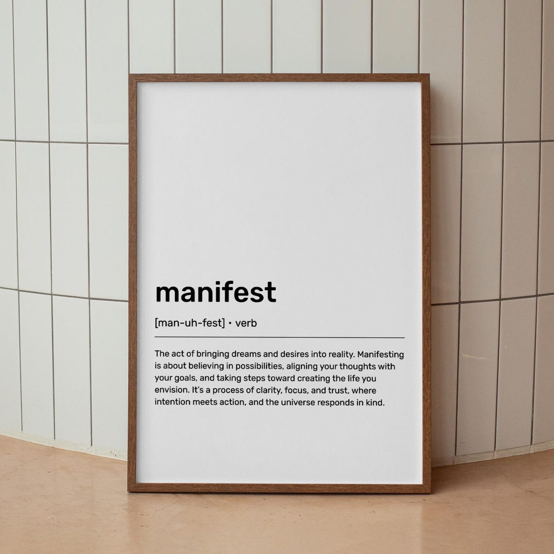 Manifest Mindfulness Dictionary Definition Typographic Art Poster