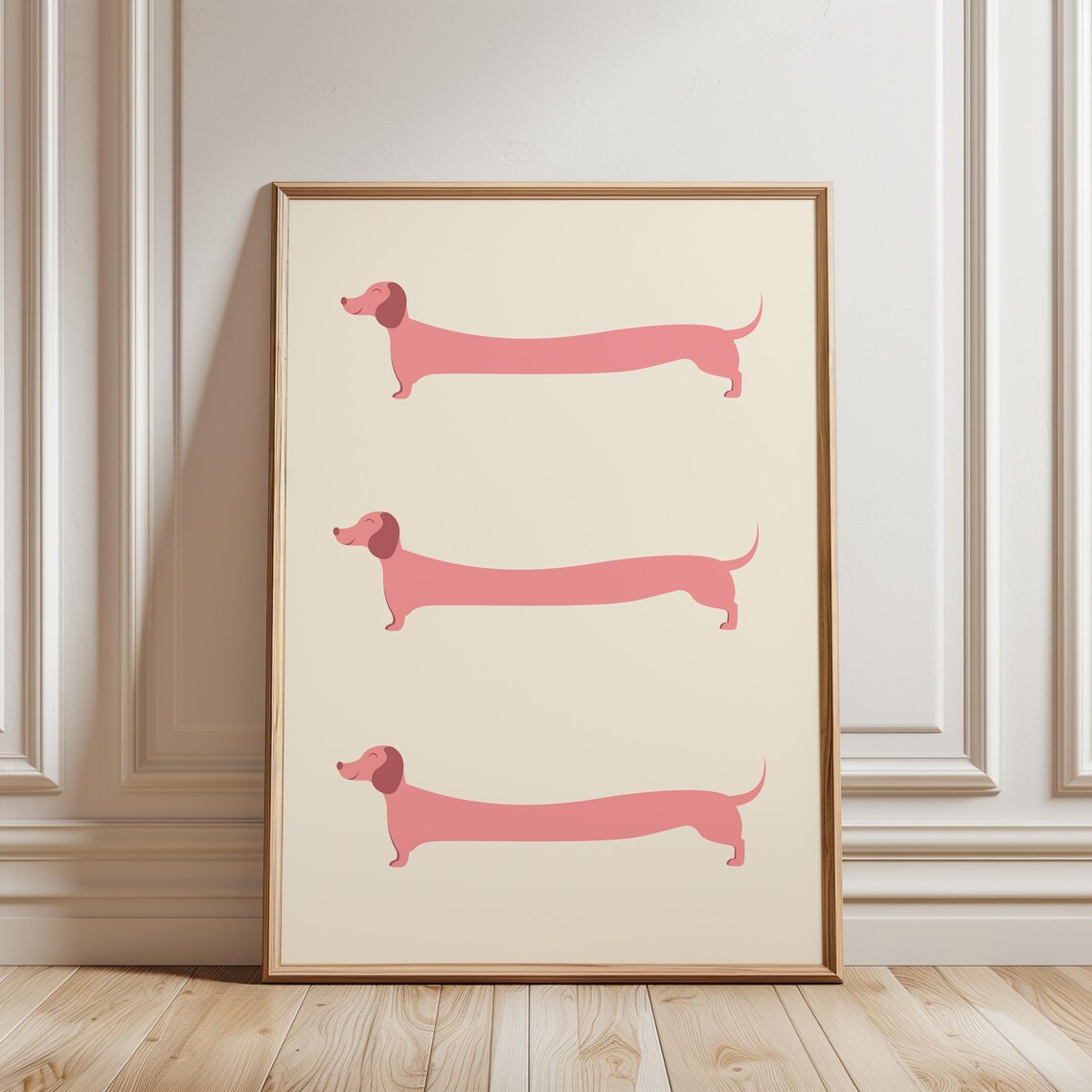 Pink Dachshund Trio Cute Minimalist Sausage Dog Kids Art Print