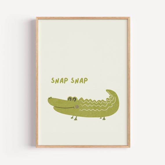 Crocodile Snap Rolled Poster Playful Animal Wall Art For Nursery Kids Room Or Playroom Unframed Fun Croc Print