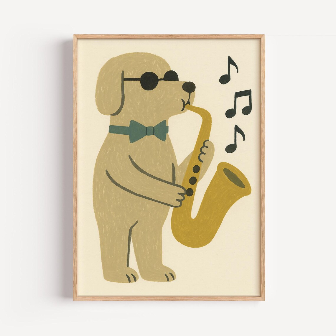 Cool Dog Playing Saxophone With Sunglasses Music Kids Poster