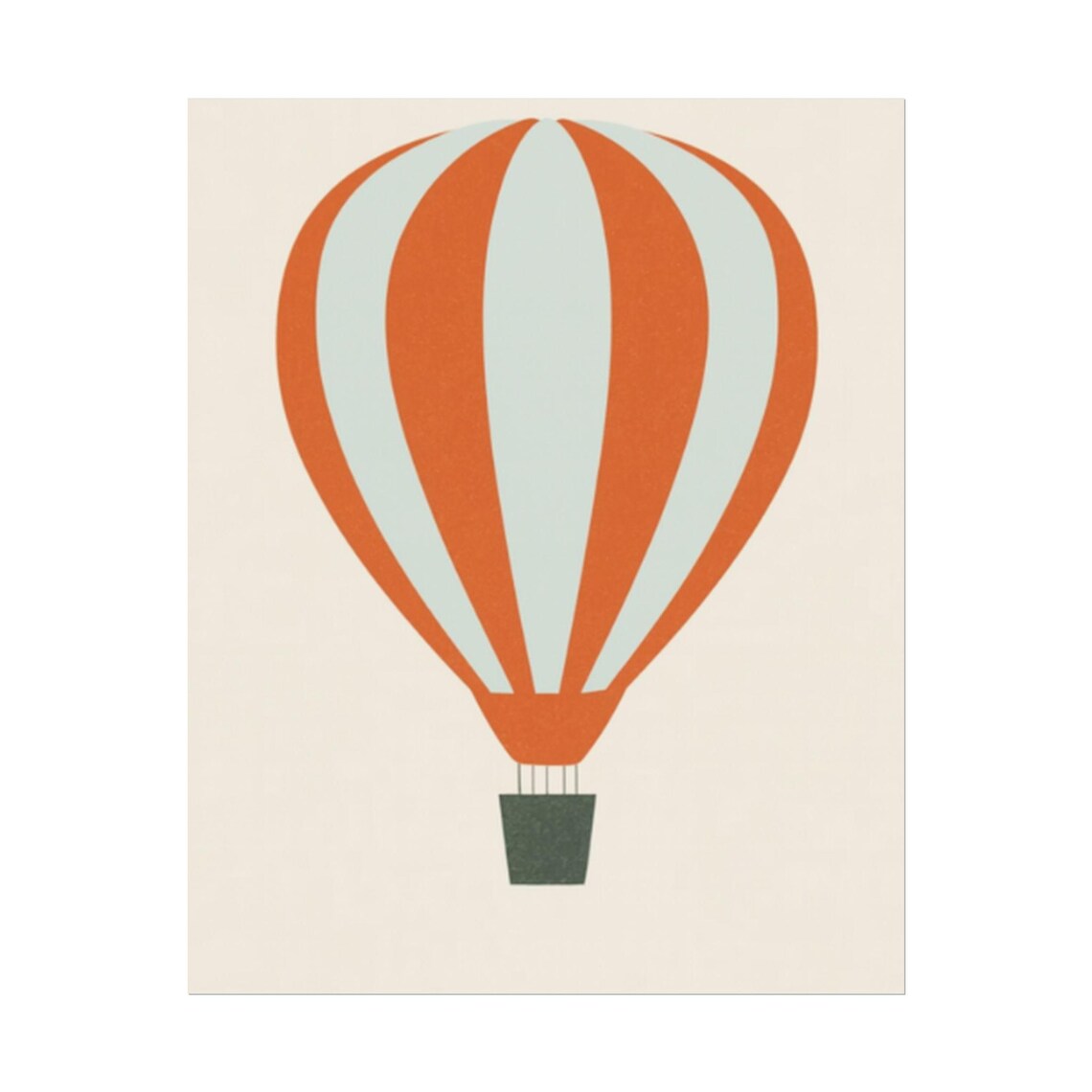 Orange Striped Hot Air Balloon Minimalist Nursery Kids Art Print