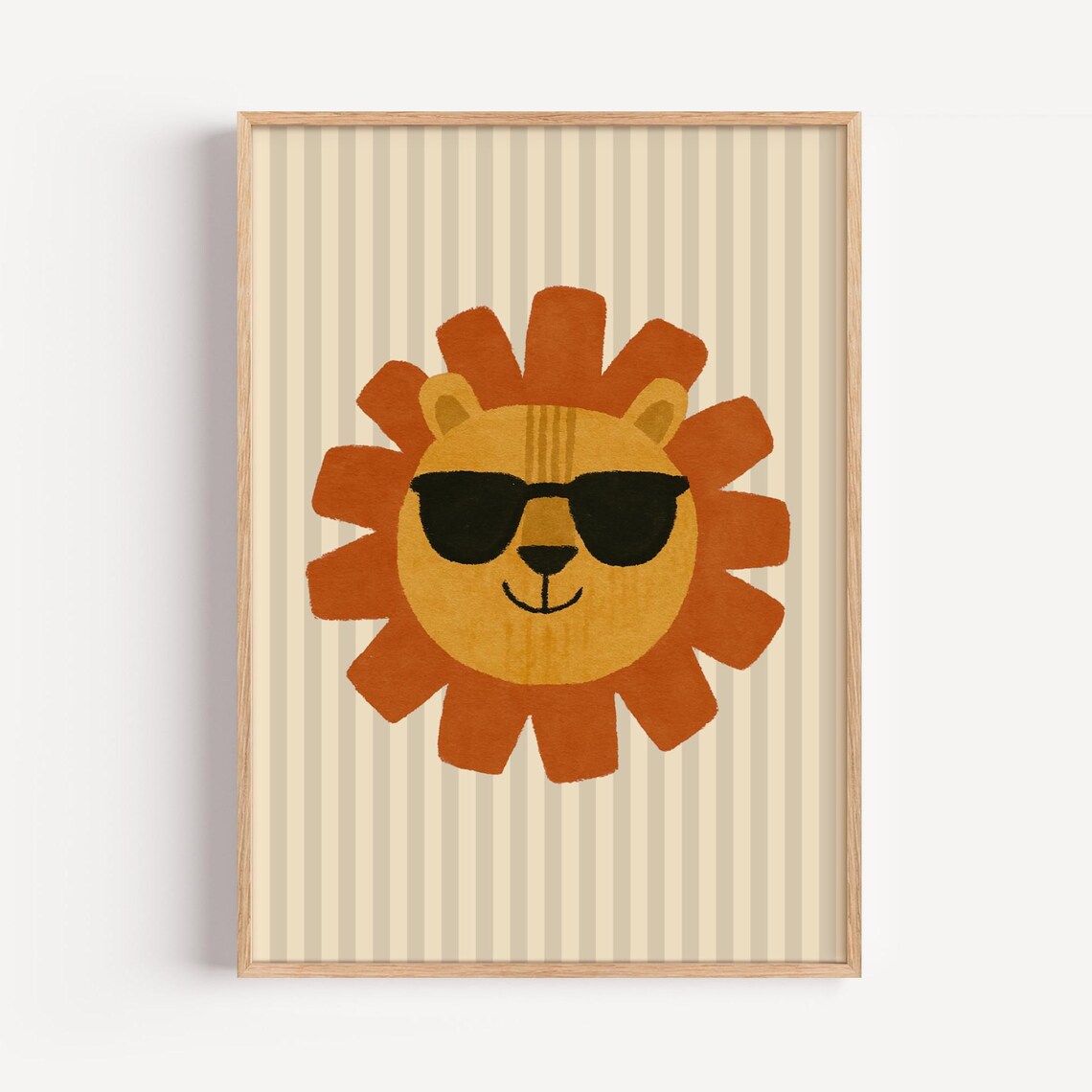 Cool Lion Art Print, Playful Jungle Safari Decor