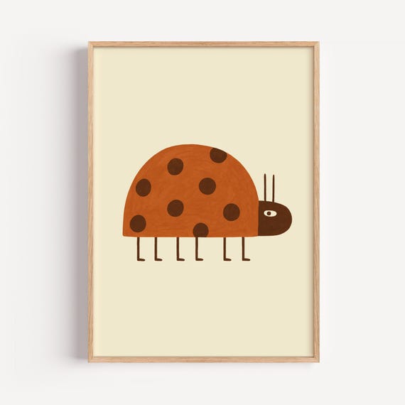 Ladybug Print Minimalist Bug Illustration Kids Nursery Decor Unframed