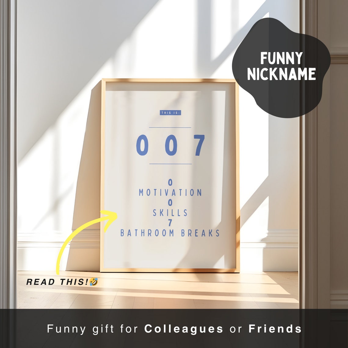 007 Zero Motivation Zero Skills Funny Office Nickname Poster