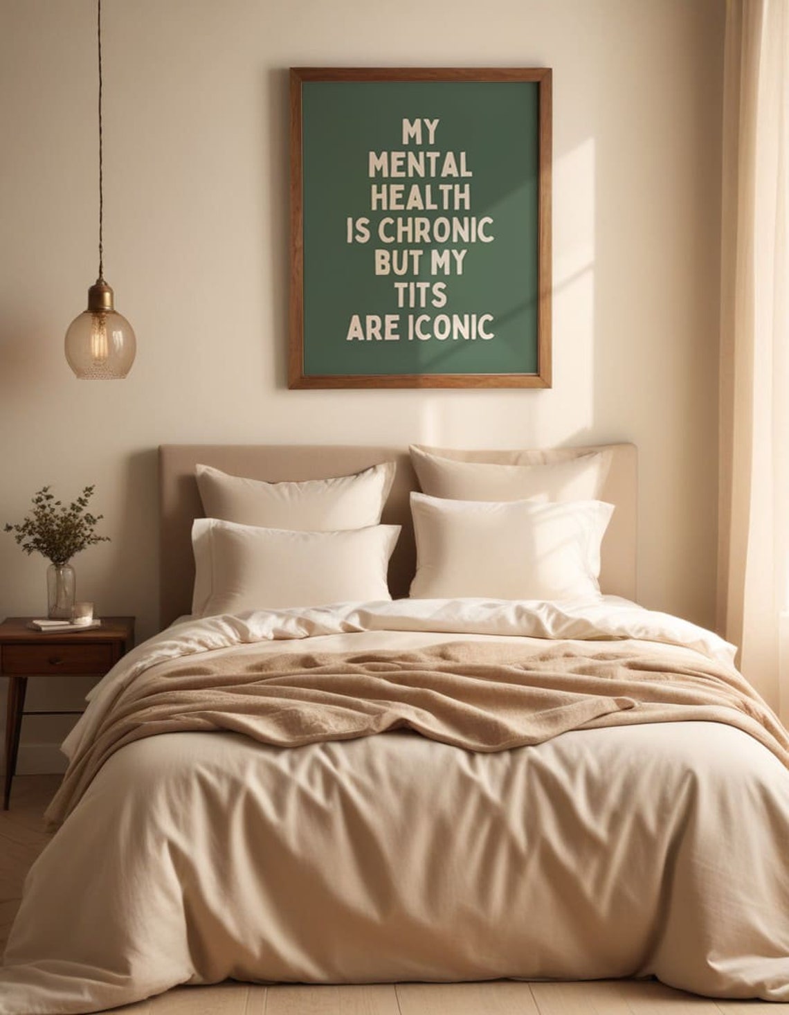 My Mental Health Is Chronic But My Tits Are Iconic Funny Poster - Image 2