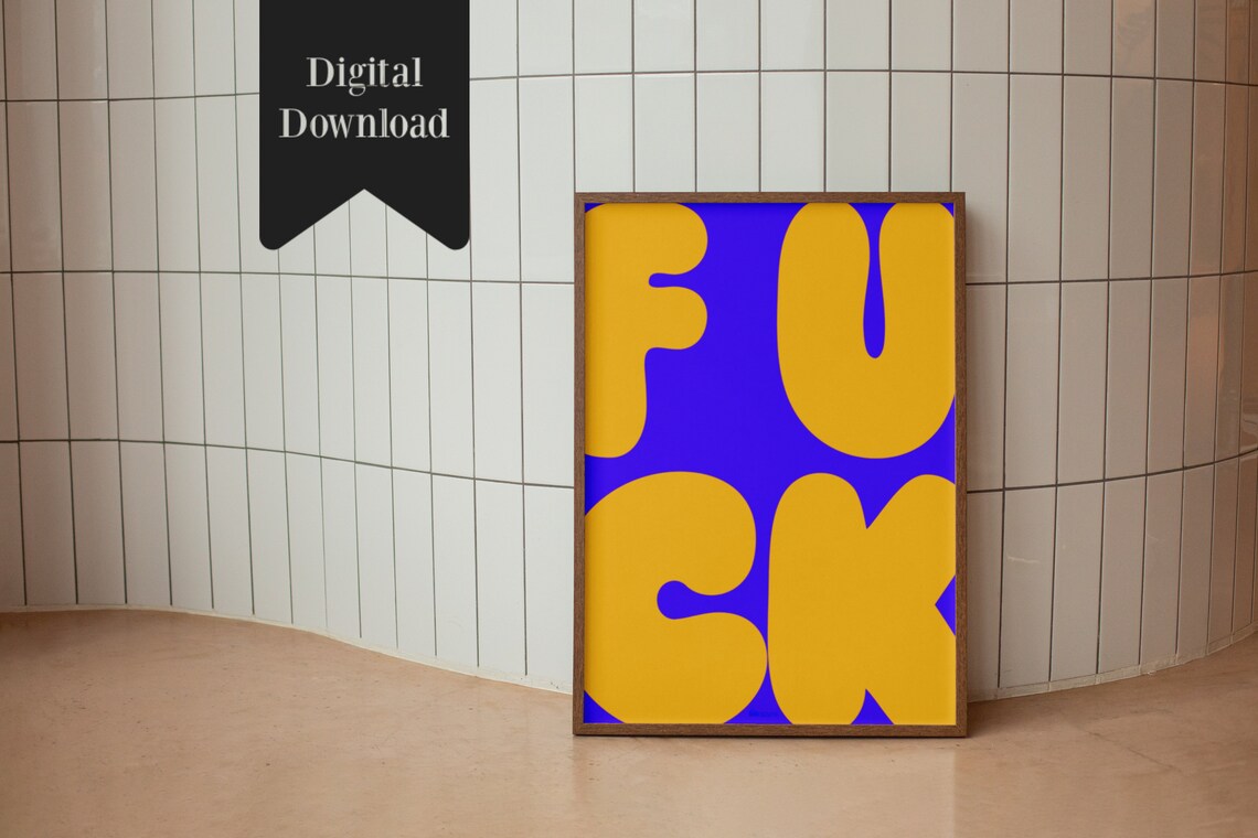Funny Print Fuck Large Retro Wall Art