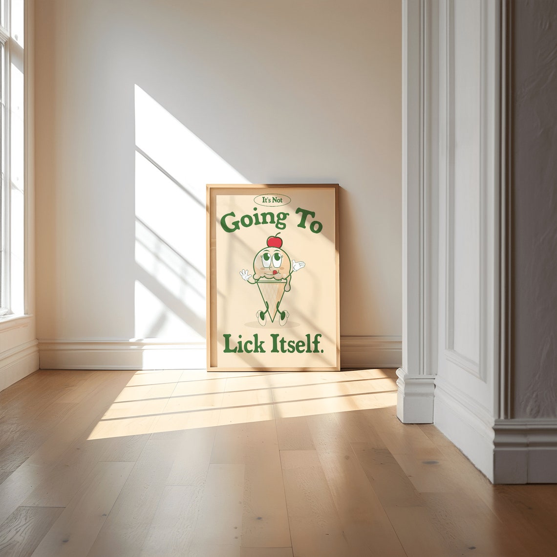 It's Not Going To Lick Itself Vintage Ice Cream Cartoon Poster - Image 3