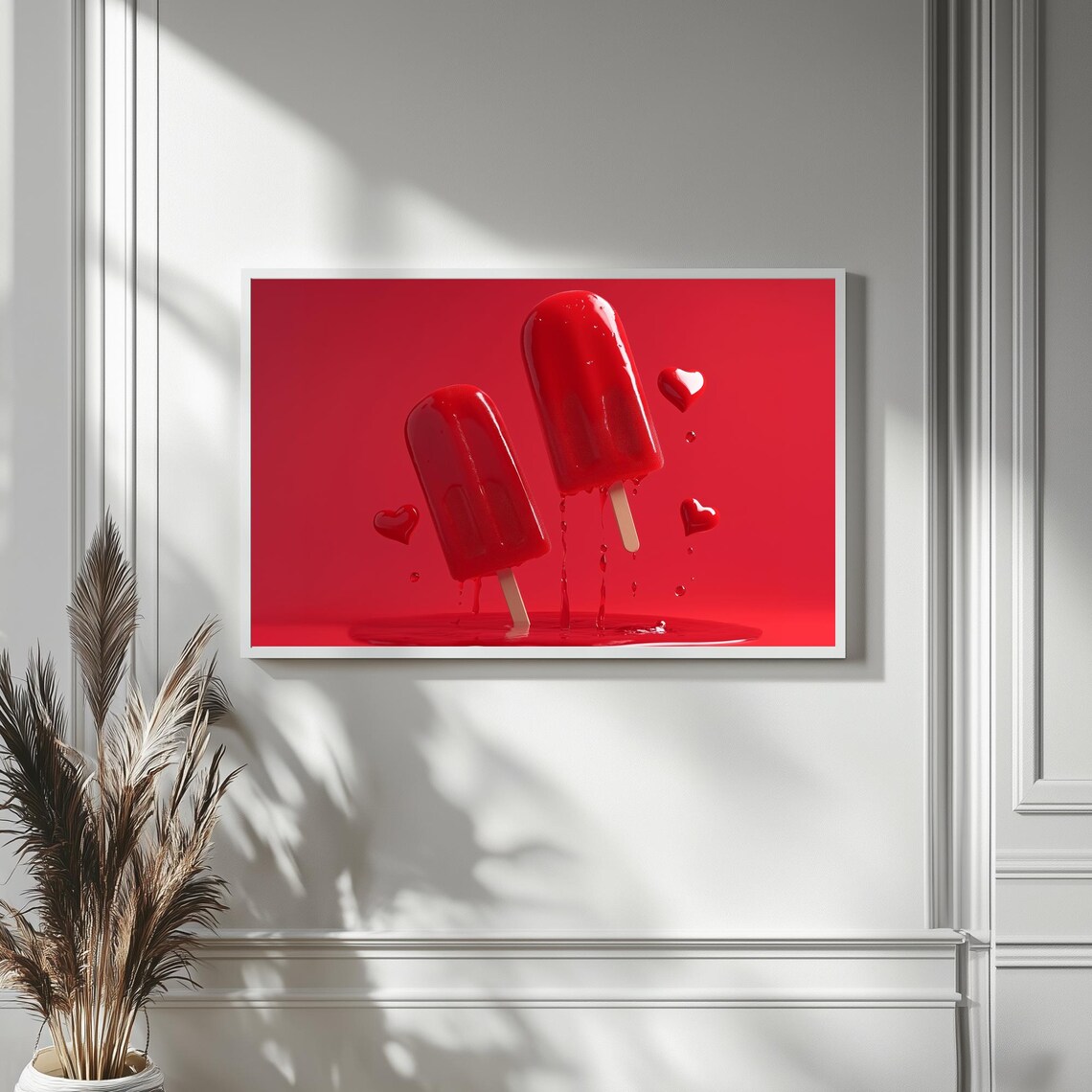 Red Heart Popsicles Valentines Day Glossy 3D Dessert Art TV Poster - Image 4