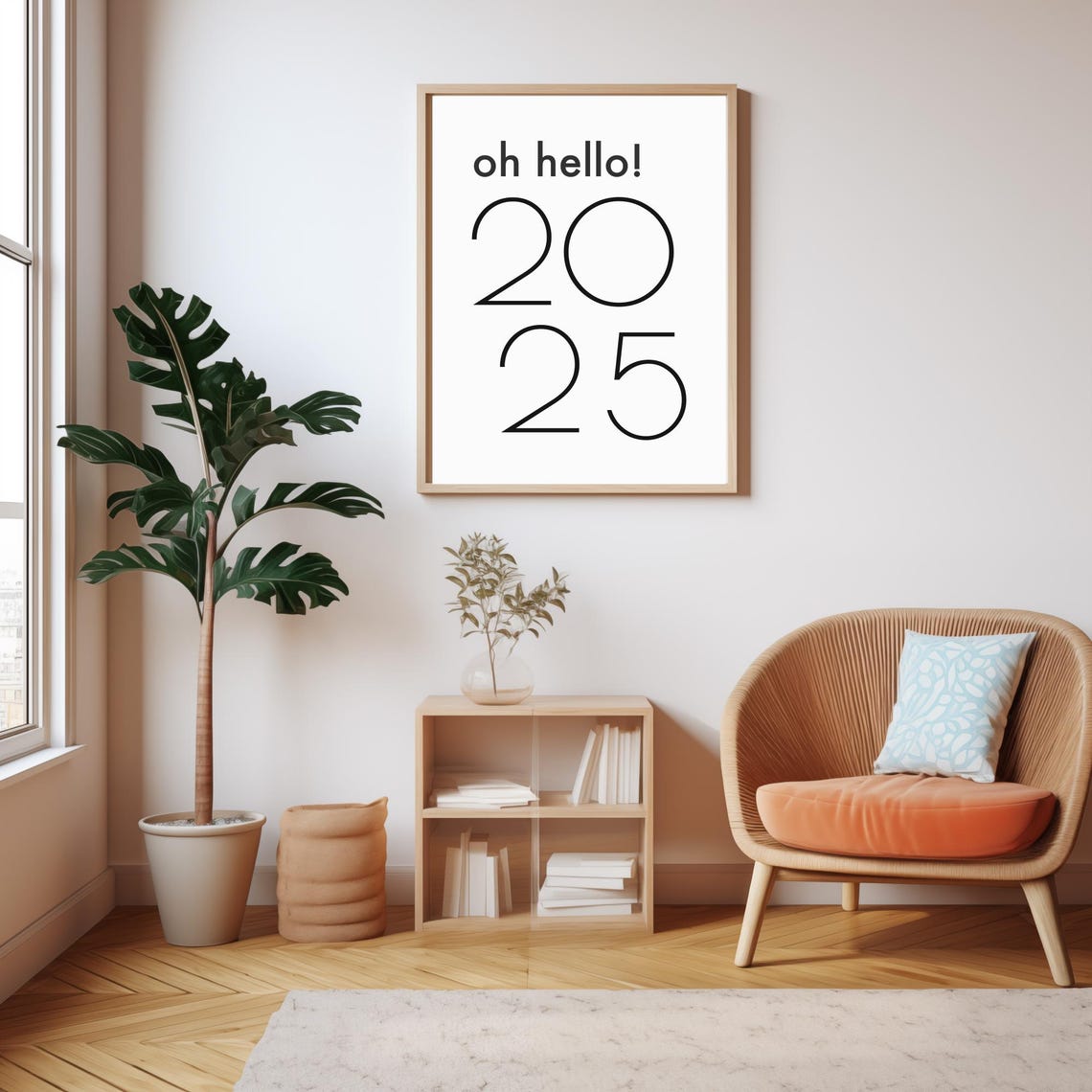 Oh Hello 2025 Minimal Black Typography New Year Eve Party Poster - Image 4