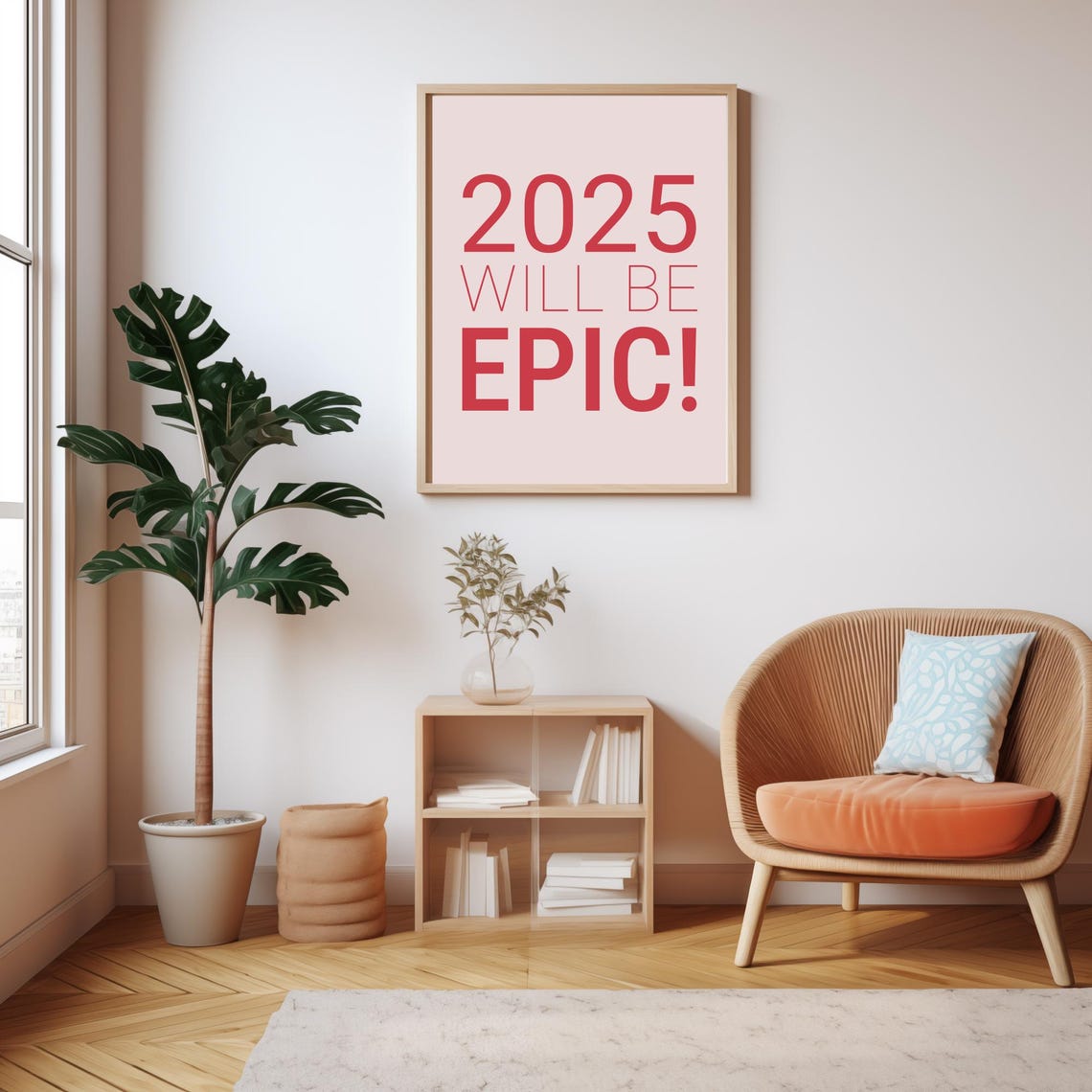 2025 Will Be Epic Red Typography Blush Pink New Year Party Poster - Image 5
