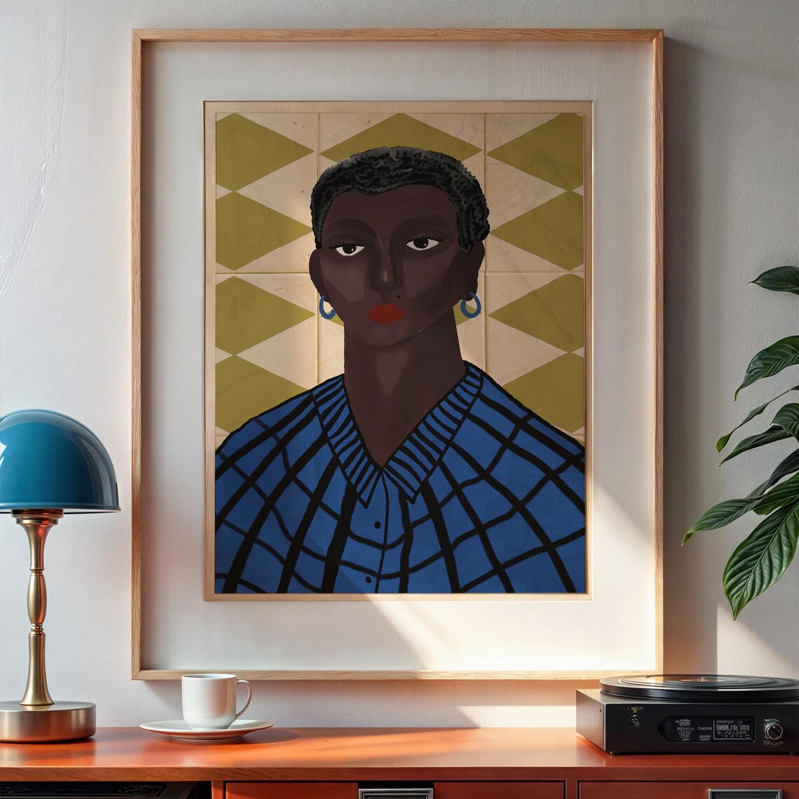 Woman In Blue Modern Poster Print - Image 3