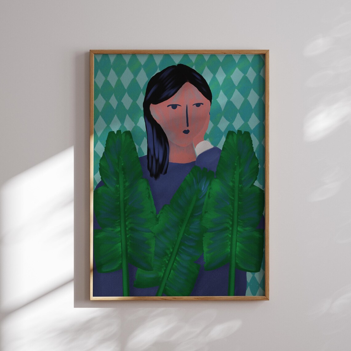 A Girl Behind The Leaves Modern Poster