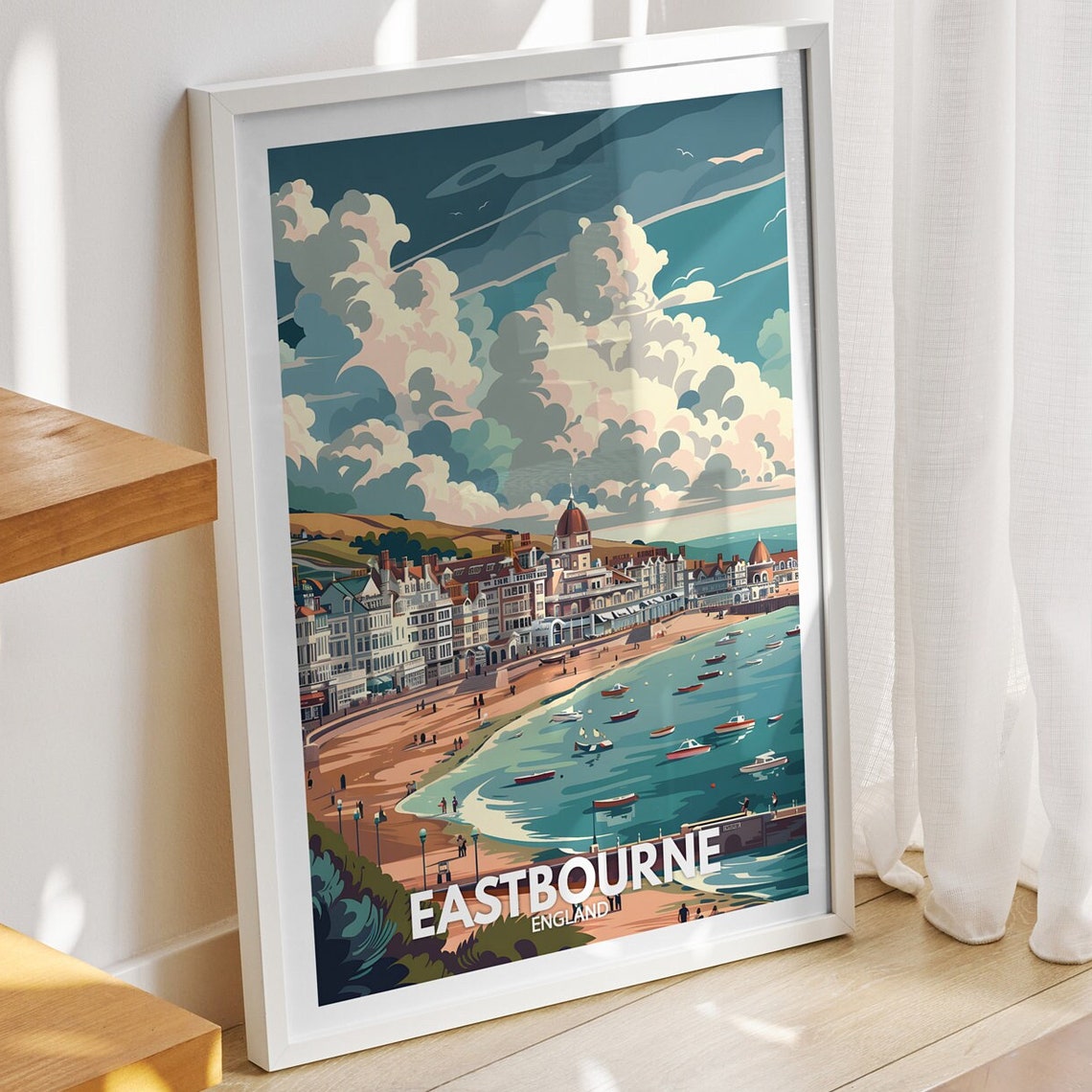 Eastbourne Art Print England Eastbourne Art Poster England Travel Poster United Kingdom Wall Art English Art Decor