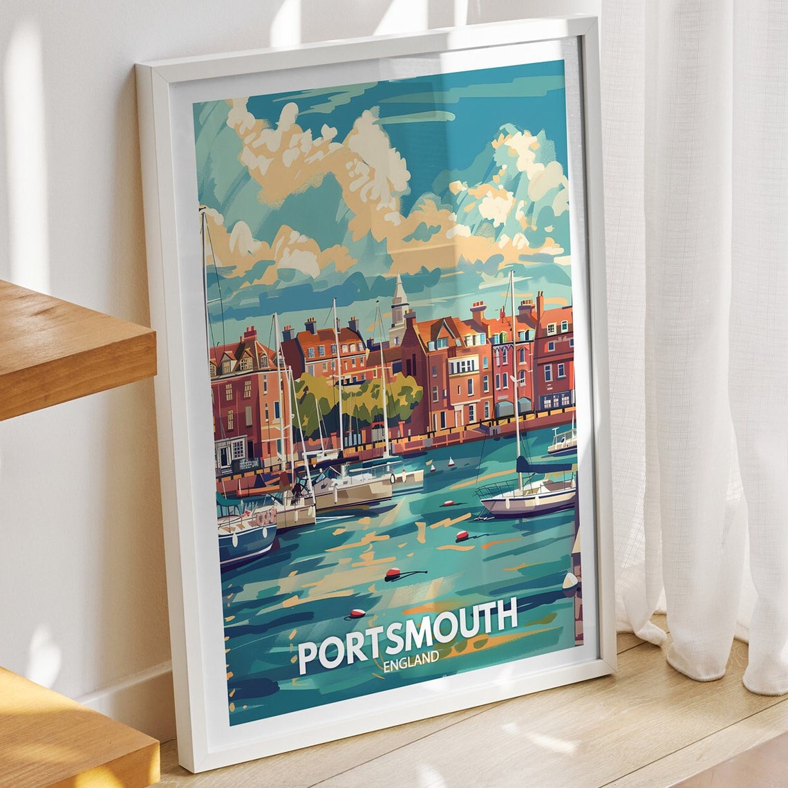 Portsmouth Travel Print England Portsmouth Art Poster England Travel Poster United Kingdom Wall Art English Art Decor