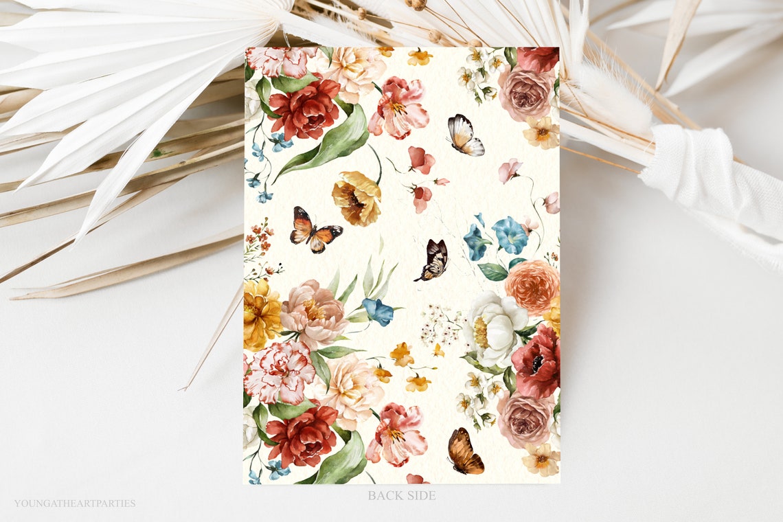 Wildflower 2nd Birthday Invitation Butterfly Floral TWO Party Print - Image 5