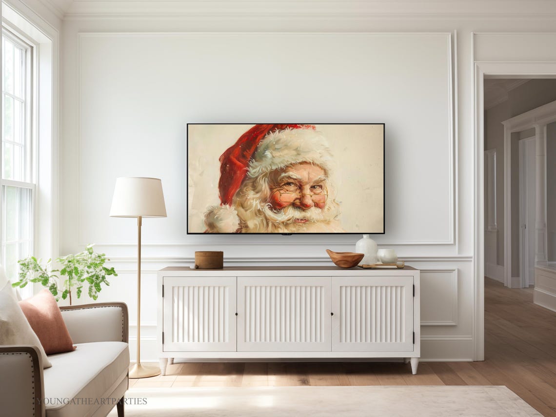 Vintage Santa Tv Art Painting Traditional Santa Claus Art For Tv Holiday Tv Art For Frame And Lg Gallery Art - Image 5