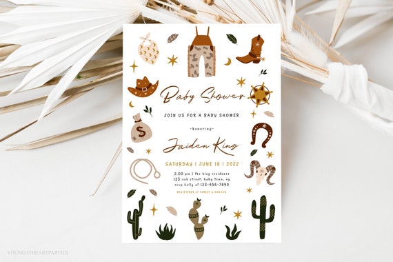 Wild West Baby Shower Invitation Template Editable Cowboy Baby Shower Invite Western Baby Shower Boho Cowboy Baby Shower Invitation