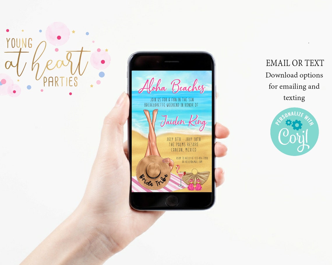 Aloha Beaches Bachelorette Party Invitation And Itinerary Template Beach Bachelorette Party Editable Tropical Bachelorette Invite Corjl - Image 2