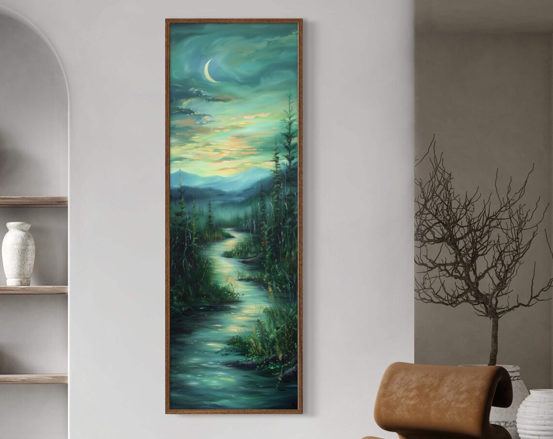 Misty Crescent Moon Forest, British Columbia Art Print