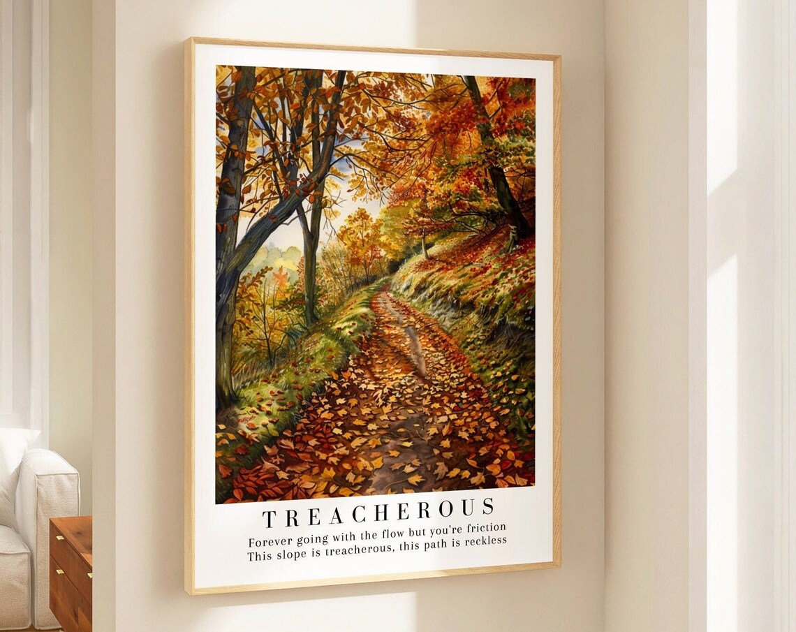 Treacherous Taylor Swift Autumn Forest Path Lyric Art Poster