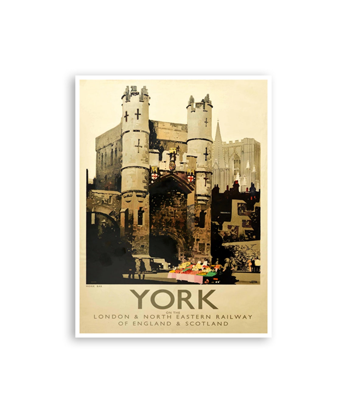 York Monk Bar London North Eastern Railway Vintage Travel Poster