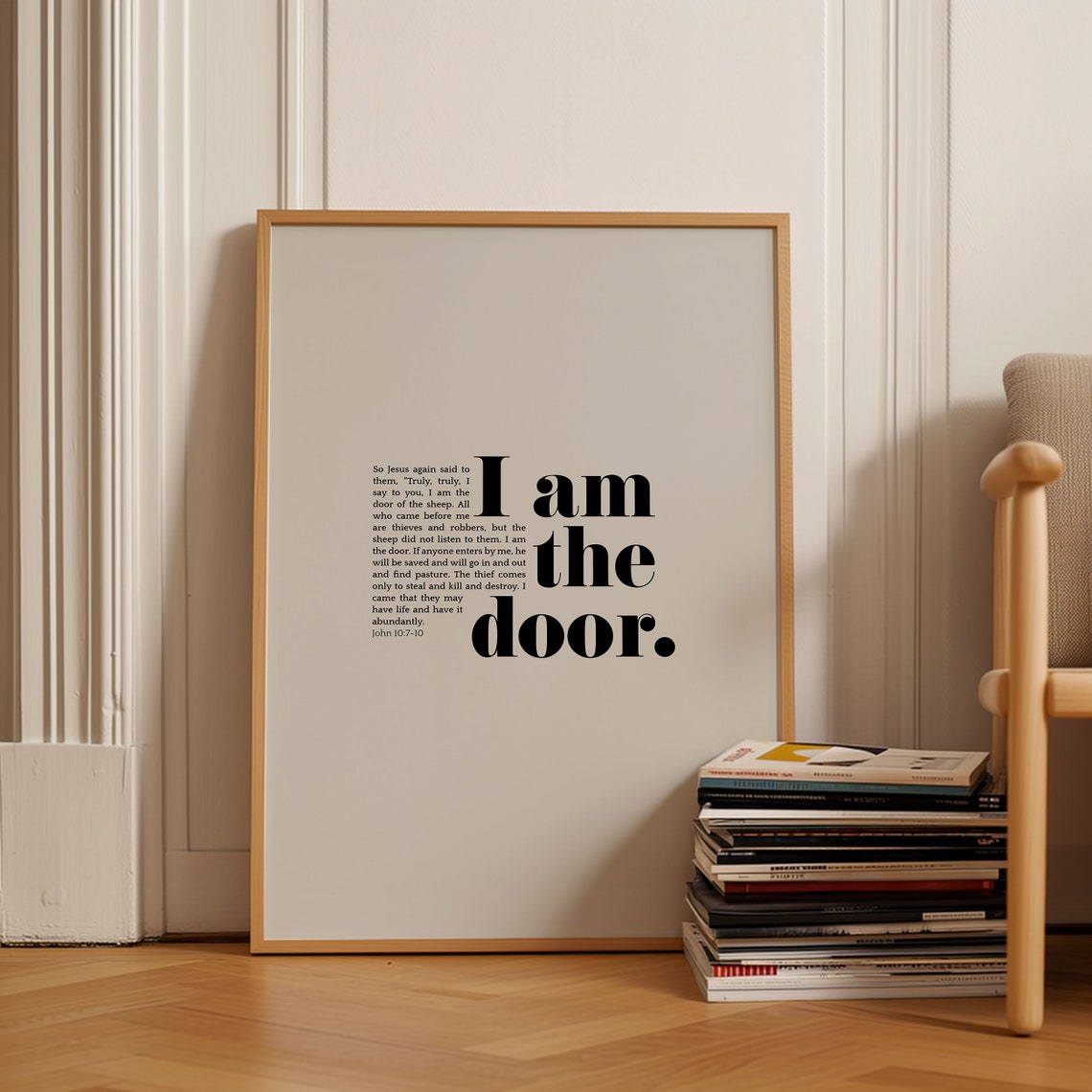 John 10 7 I Am The Door Bold Black Serif Scripture Typography Poster - Image 5