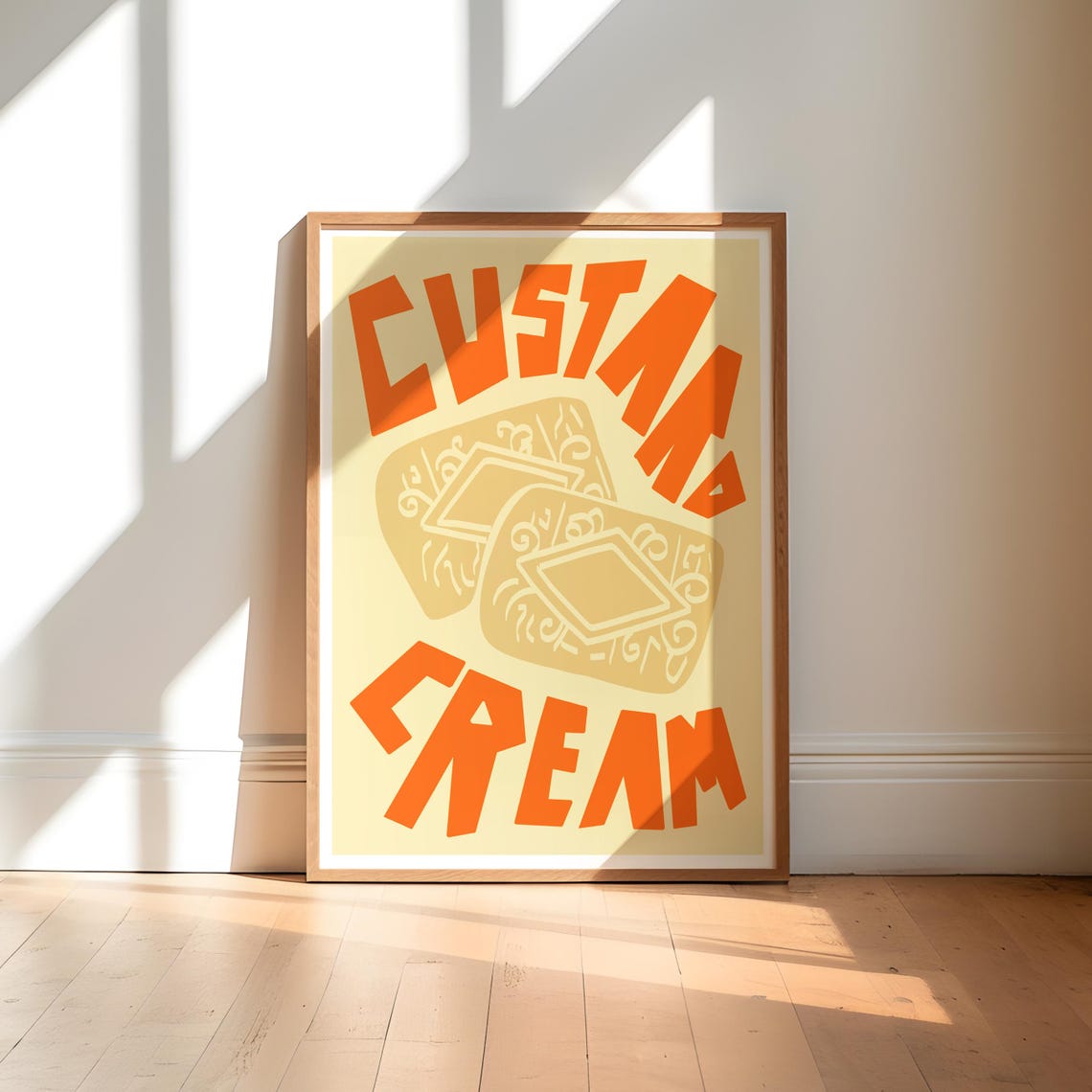 Custard Cream Biscuit Art Print Retro Kitchen Decor