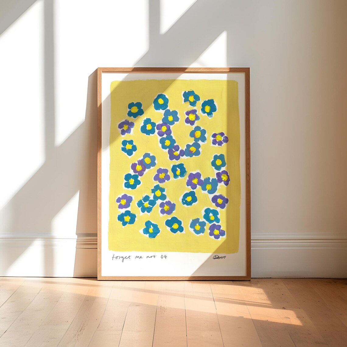 Forget-Me-Not Floral Art Print, Abstract Botanical