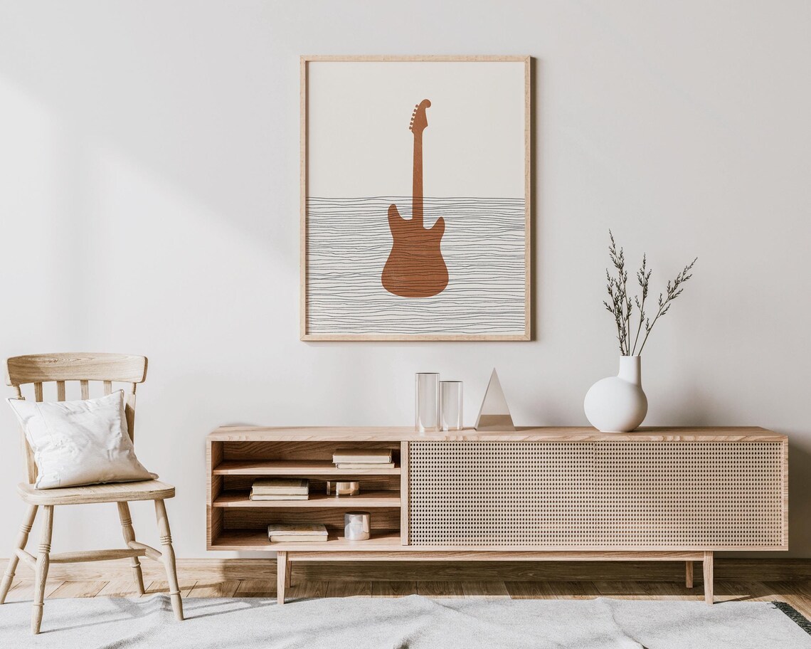 Electric Guitar Player Boho Music Art Print