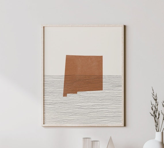 New Mexico Boho Mid-Century State Map Art Print